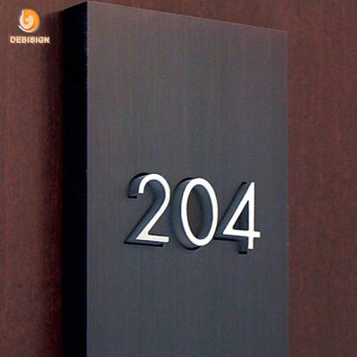 China Eco - Friendly Hotel 3d Metal Number Sign Empty Door Number Plate Custom House Signs for sale