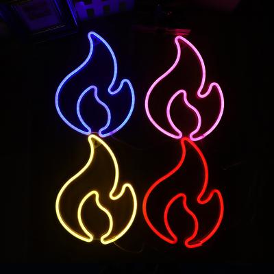 China Buildings Dropshipping Flame LED Neon Signs Flame Shaped Hanging Neon Lights USB/Battery Wall Decor for sale