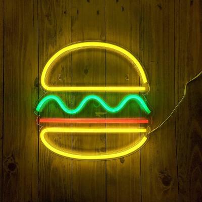 China Bedroom Neon Neon Home Decor Design LED Hamburger Acrylic Glowing Neon Lights for sale