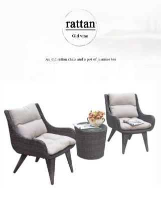 China Traditional three-piece set of rattan chair, small balcony table and chair, outdoor tea table combination leisure courtyard terrace for sale