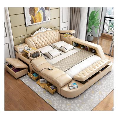 China Modern Master Bedroom Bed Storage Design Smart Multifunction Leather Speaker And Massage Bed for sale