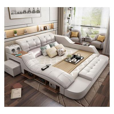 China Storage bedroom furniture set led cama multifuncional storage bed modern leather led bed for sale