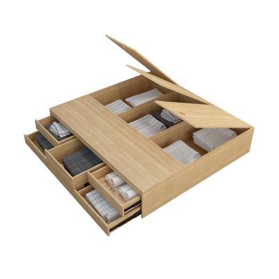 China Japanese tatami storage hotel cheap wooden cama bed with storage wall bed for sale