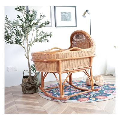 China Water Proof Custom Handmade Rattan Wicker Baby Cribs With Rocker for sale