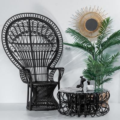 China High Back Natural Living Room Chair Rattan Peacock Wicker Chair Room Decoration for sale