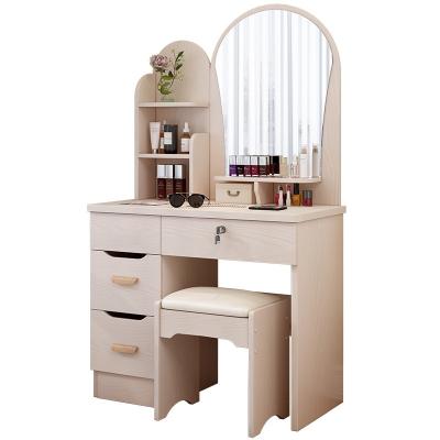 China Customized White Wood Mirrored MDF Dresser Vanity Makeup Dressing Table for sale