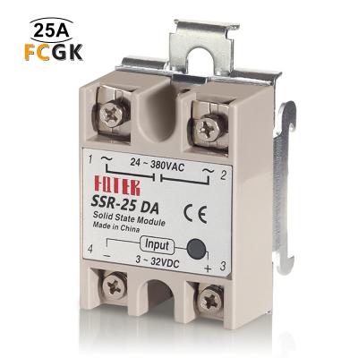 China Sealed DC to 25A SSR-25DA relay din rail type , ssr 25da solid state relay ac fortek fotek ssr25da for sale