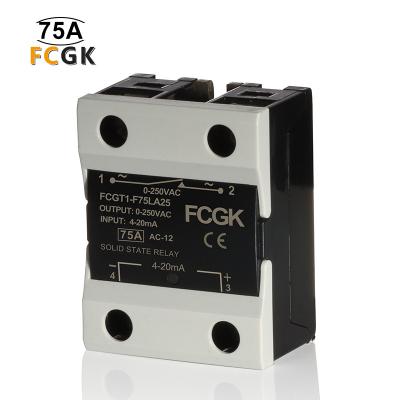 China Single Phase Sealed Solid State Relay Input 4-20ma 75A 0-250VAC SSR Relay for sale