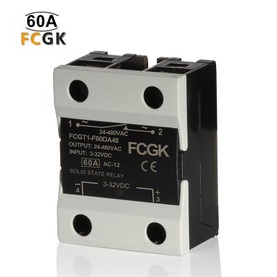 China Single Phase Sealed High Voltage AC to DC 60a Solid State Relay with Dust Cover 24-480VAC SSR Relay for sale