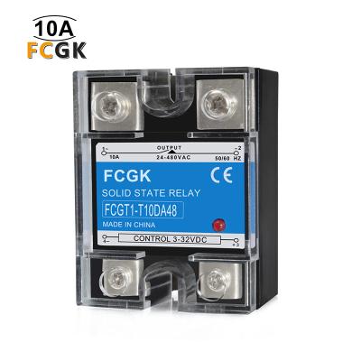 China FCGK Solid State Relays 240v 220vac Single Phase 24vdc 10amp Sealed High Voltage Ssr With Cover for sale