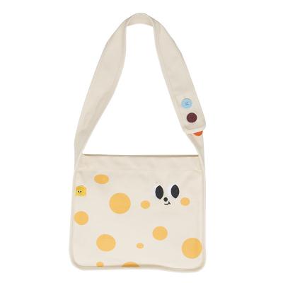 China Big eyes cheese button tote bag large capacity cheese canvas bag portable yellow student handbag female lovely for sale