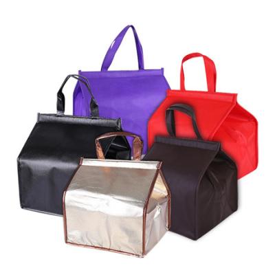 China Small Waterproof Aluminum Foil Lunch Cooler Tote Bag Laminated PP Non Woven Insulated Lunch Bag for sale