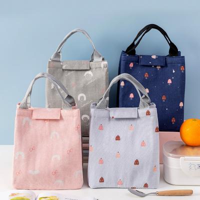 China Waterproof Linen Thermal Bag Lunch Cooler Bag Portable Kids Food Picnic Bags Unisex Desk For Insulation Box for sale