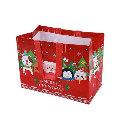 China Eco-Friendly/Reusable Snowman Tote Bag Cartoon Santa Christmas Nonwoven Reusable Nonwoven Shopping Bag For Gift for sale