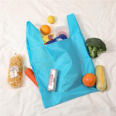 China Eco-friendly Recycled Nylon Waterproof Reusable Collapsible Folding Ripstop Grocery Bags Foldable Shopping Bags for sale