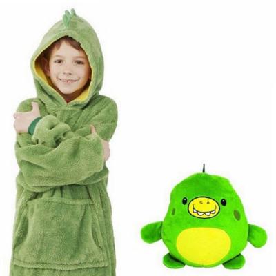 China Wearable Super Warm Pet Hoodies For Children Kids Sweater Cartoon Blanket Hoodie Plush Pillow Animal Blanket 2 in 1 for sale