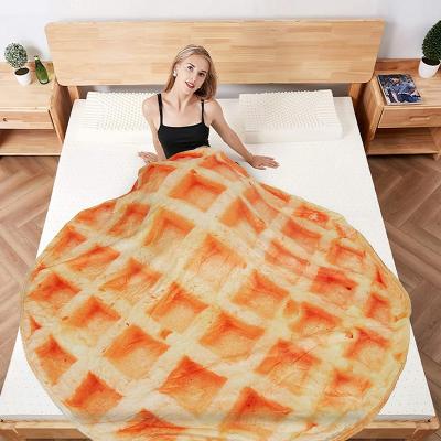 China Wearable Custom Flannel Double Sided Pizza Form Mexican Burrito Blanket Mexican Tortilla Blanket for sale