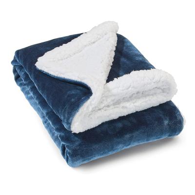 China Logo And Package Thick Throw Anti-static Luxury Plush Winter Polyester Sherpa Customized Blanket Fleece for sale