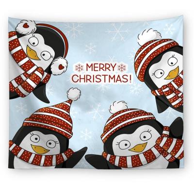 China Anti-Static Gift Super Soft Custom Print Decorative Knit Throw Christmas Tapestry Blanket Wall Hanging for sale