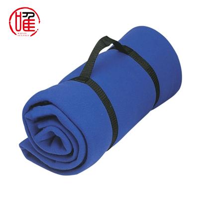 China Wholesale Custom Rolled Lounge Super Soft Logo Travel Blanket Picnic Blanket With Strap for sale