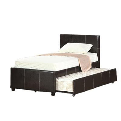 China Durable Black White Faux Leather Bed Bedroom Furniture Leather Bed With Bed Side Drawer for sale