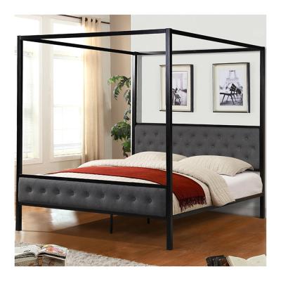 China Durable Modern Metal Canopy Queen 4 Poster Bed Classic Platform Four Post Bed Frame for sale