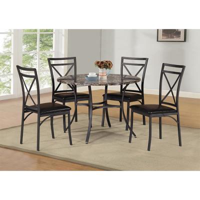 China Easy to Assemble Metal and Faux Marble MDF Dining Set / Dining Table Set for sale