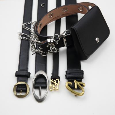 China 2022 New Fashion Lady Belt Trends Nickel Free Luxury Double Buckle Lady Leather Genuine Leather Belts Women With Pin Buckle for sale