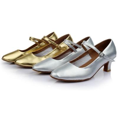 China Fashion\Comfortable\Durable\Breathable\Leather Shoes Lighted Mirror Ballroom Dance Shoes Shiny Mid Height Sole Cheap Modern Latin Soft Heel for sale