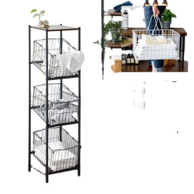 China Hot Sale Traditional Three Tier Square Frame Metal Removable Laundry Hamper for sale