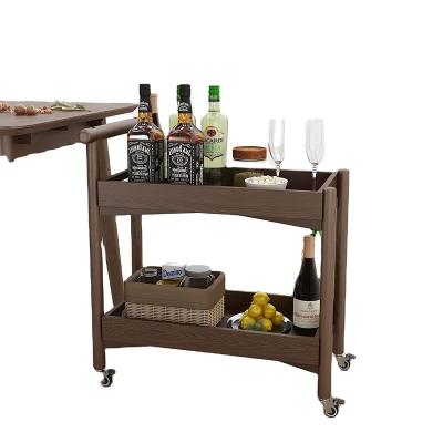 China 2021 Modern New Kitchen Storage Wooden Bar Cart With Wheels And Handles for sale