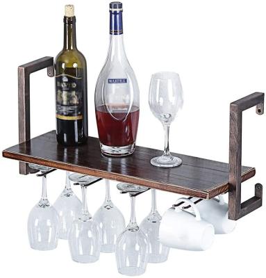 China Other Modern Solid Wood Home Office Hanging Home Wall Mounted Furniture Wine Rack New Arrival Metal Dropship Packaging MDF+ Iron Pipe for sale