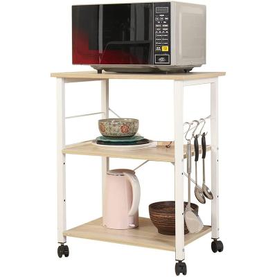 China Sustainable Kitchen Baker's Popularity 3-Tier Rack Microwave Oven Stand Storage Cart for sale