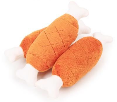 China Viable Dog Toy Plush Toy Soft Plush Chicken Leg Bone Shape Chew Squeaky Sounding Dog Toy for sale