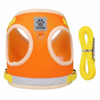 China Sustainable Pet Adjustable Reflective Vest Soft Padded Lead Leash Small Walking Dogs Cats Harness for sale