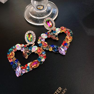 China 2022 TRENDY Fashion Rhinestone Heart Big Earrings for sale