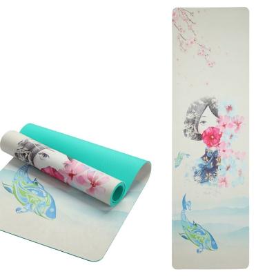 China Non-slippery Waterproof Custom Printing Super Ply Suede Fiber Fabric Yoga Mat 6mm Rubber Super Strip for sale