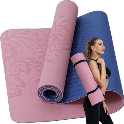 China Jointop Price Wholesale 6mm Waterproof Cheap Thick Color Double Non Slip Eco Friendly Exercise Band Yoga Mat for sale