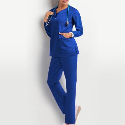 China Cherokee Tapper Long Sleeve Hospital Medical Shirts Designs Plus Size Doctor Nurse Royal Blue Uniform Scrubs Tops for sale