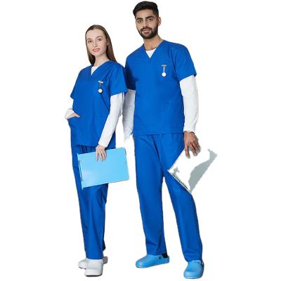 China Good Quality Hospital Medical Nurse Suit Doctor Jogger Suit OEM 100% Cotton V Neck Cloth V Suit Two Piece Scrubs Sets for sale