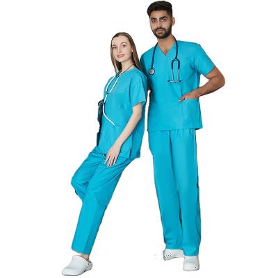 China Hospital Sleeve Physician Care New Polyester Cotton Short Wholesale Good Quality Custom Unisex Doctor Scrub Set Hospital Nurse Uniform for sale