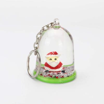 China Funny Car Acrylic Water Color Key Chains Decoration Christmas Gifts Snow Key Chain for sale