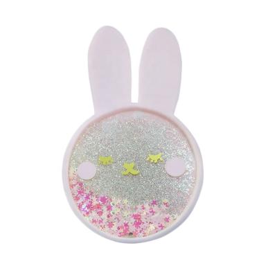 China Custom Rabbit Cup Shape Clear Liquid Mat Glitter Acrylic Gift Coasters For Beverage for sale