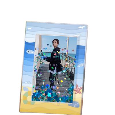 China Wholesale Europe 4x6 Acrylic Baby Photo Frame With Glitter for sale