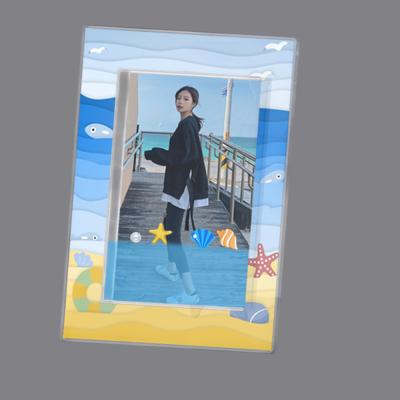 China Sanlead 4x6 Home Decoration Liquid Glitter Photo Frame, Clear Plastic Acrylic Sparkle Water Floating Picture Frame for sale