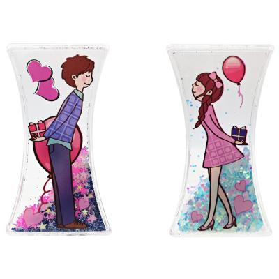 China China Factory Wholesale Acrylic Liquid Glitter Romantic Lovers Fridge Magnet For Home Decor for sale