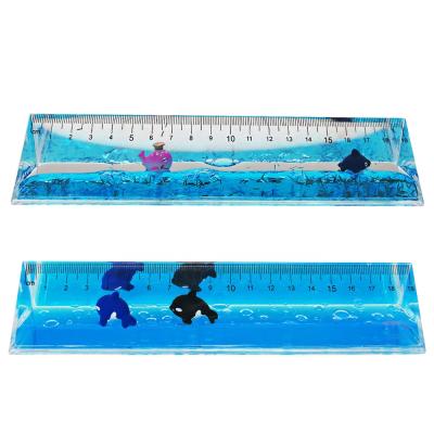 China Office School Rulers 19CM Scale Triangle PMMA Whale Wanderer Acrylic Glitter Floating Floating Aquarium Aqua Ocean Park Ruler With Liqudi Water Oil for sale