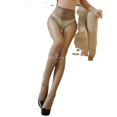 China 12 D Sheer T-band Stockings Ultra-thin Sheer Breathable Sexy Full Invisibility Open Crotch Pearly Shiny Seamless Open Toes for sale