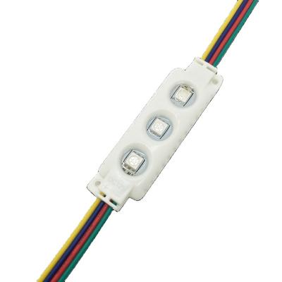 China AlGaInP module 5050 RGB chip 3leds 12V 0.75W IP65 epoxy waterproof backlight signage, ABS injection 5050 led module RGB for sale