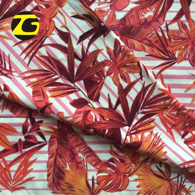 China 2018 Breathable Best Price Dress Making Red Maple Leaf 100% Spun Rayon Printed Fabric For Wholesale for sale